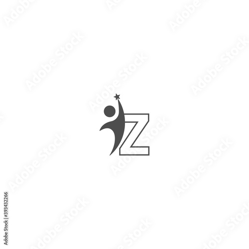 Letter Z icon logo with abstrac sucsess man in front, alphabet logo icon creative design