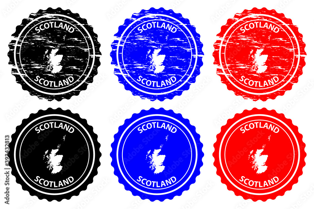 Scotland - rubber stamp - vector, Scotland (Alba) map pattern - sticker - black, blue and red Scotland - rubber stamp - vector, Scotland (Alba) map pattern - sticker - black, blue and red