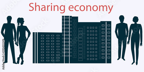 Apartment building, joint owners. Vector illustration. Design concept. Sharing Economy.