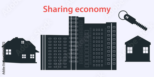 Apartment house, country house, cottage. Vector illustration. Design concept. Sharing Economy.
