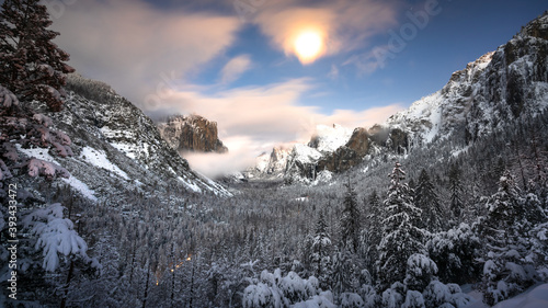Snowy Winter at Yosemite National Park Tunnel View