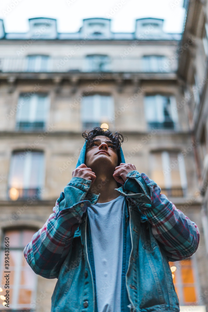 Young man looking up Young man looking up