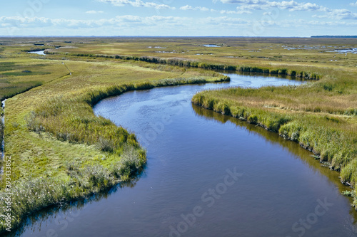 USA, Maryland, Drone view of marsh along Nanticoke River on Eastern Shore photo