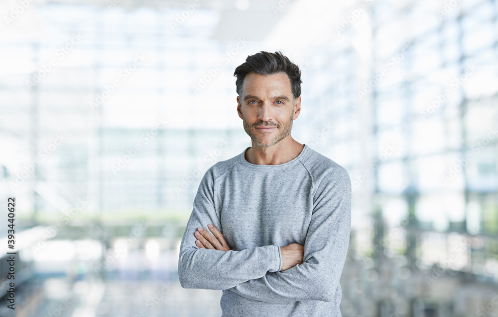 Portrait of content mature man with stubble Portrait of content mature man with stubble