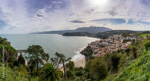 panorama view of Lastres village on the coast of Asturias in northern Spain