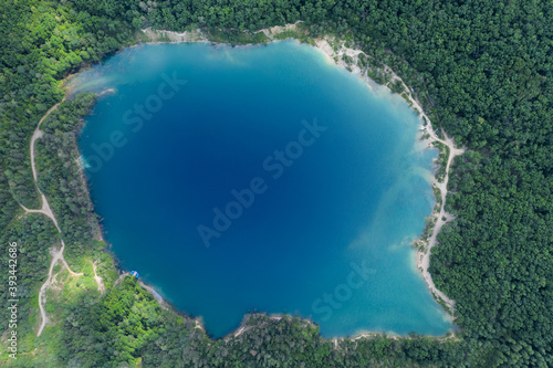 Lake in the forest with blue water. photo