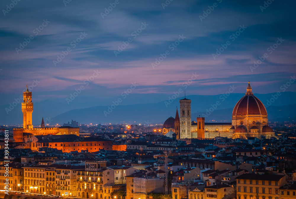 Evening view over Florence in Tuscany, Italy