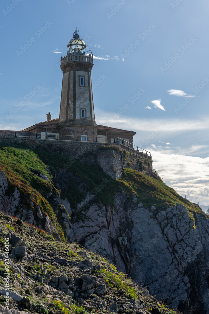 view of the San Juan de Nieva Lighthouse near Aviles in Asturias