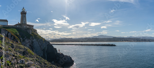 view of the San Juan de Nieva Lighthouse near Aviles in Asturias