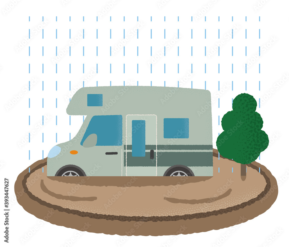 水害に遭うキャンピングカーのベクターイラスト Stock Vector | Adobe Stock