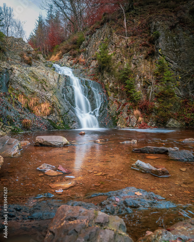 Waterfall in autumn (Cascade du Bayehon, Belgium) photo