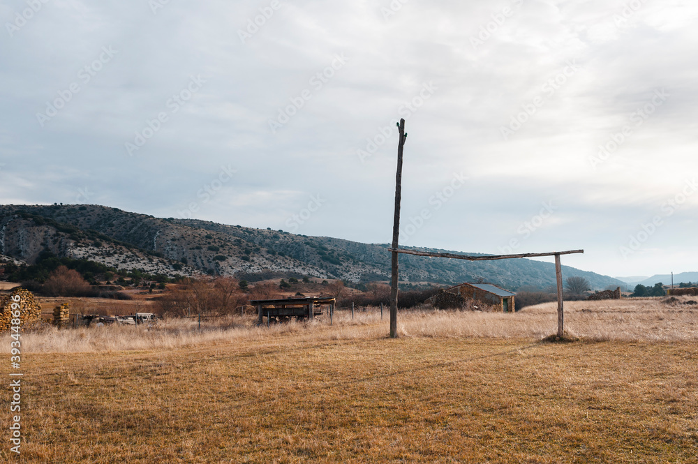 Soccer goal in rural playground Soccer goal in rural playground