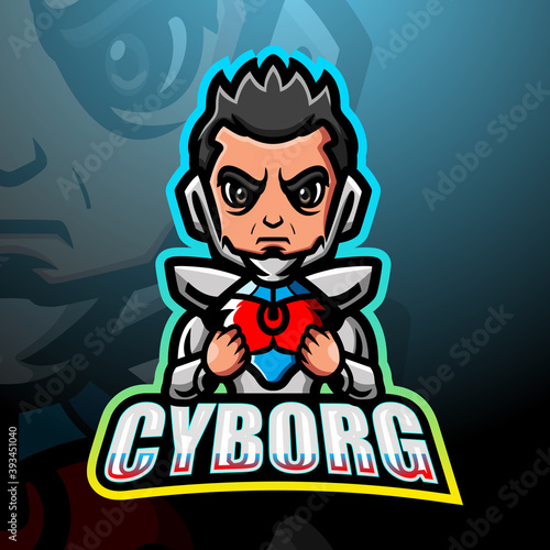 Cyborg mascot esport logo design