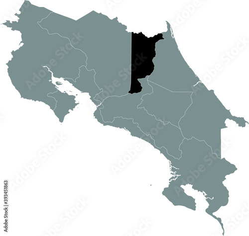 Black location map of Heredia province inside gray map of Costa Rica photo