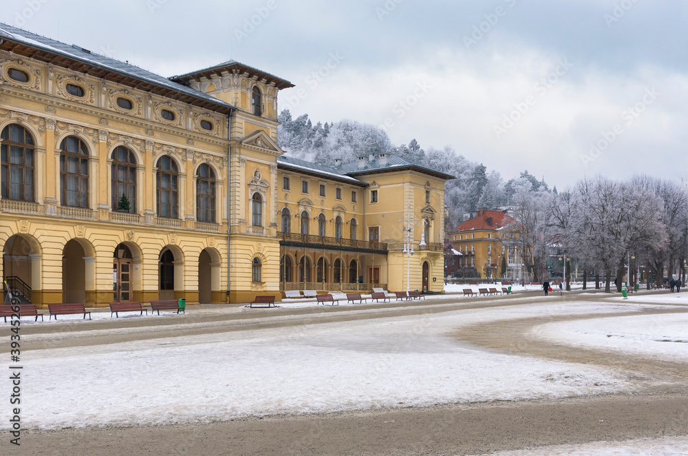 Main square of Krynica Zdroj at winter