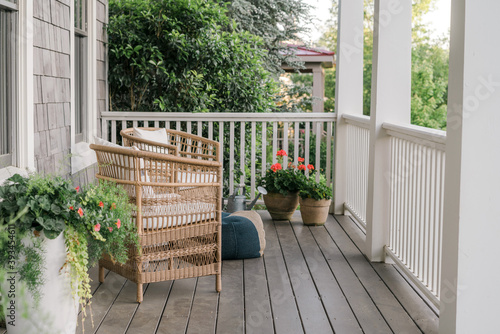 Southern front porch in the spring photo