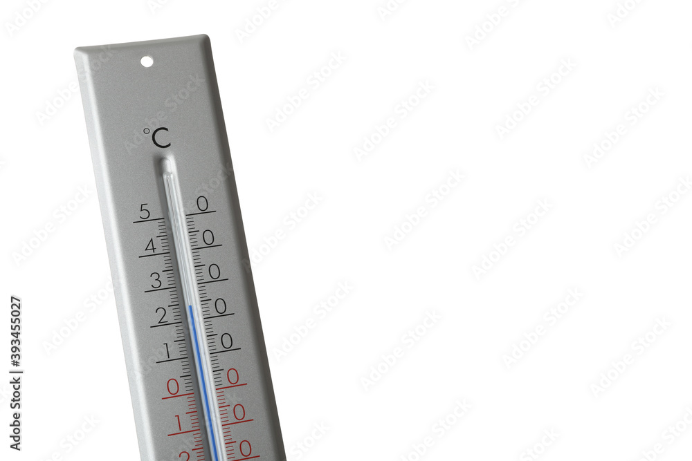 Modern grey weather thermometer on white background Modern grey weather thermometer on white background