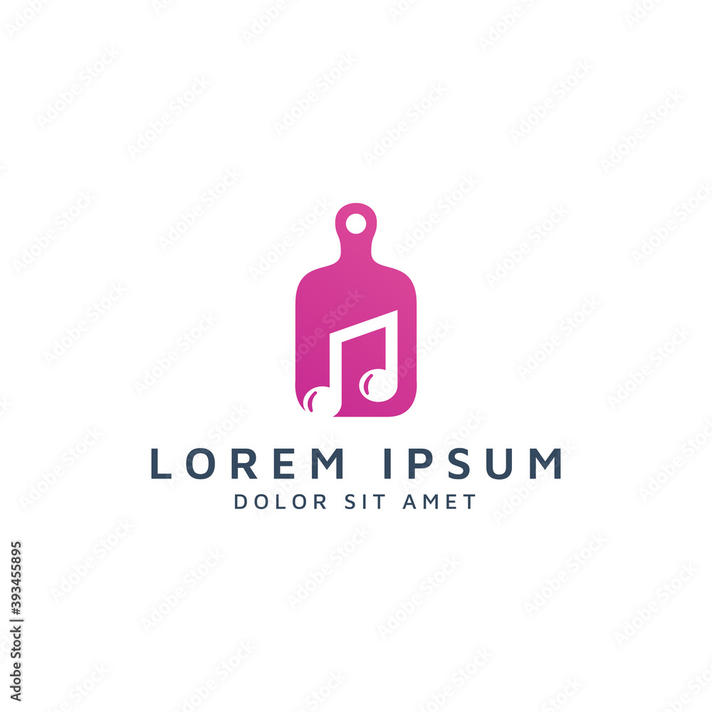 kitchen and music negative space logo design