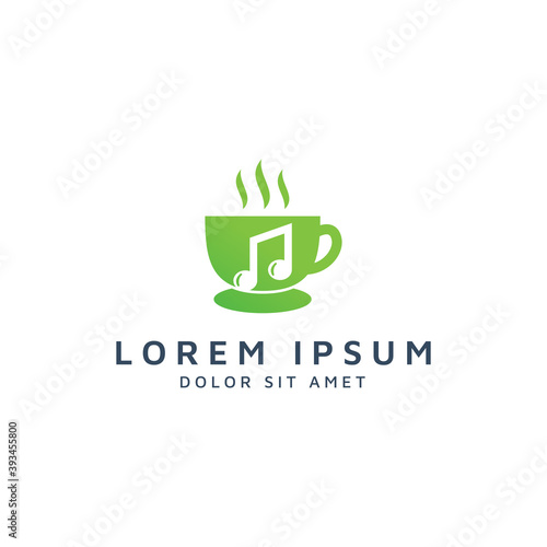 coffee and music negative space logo design