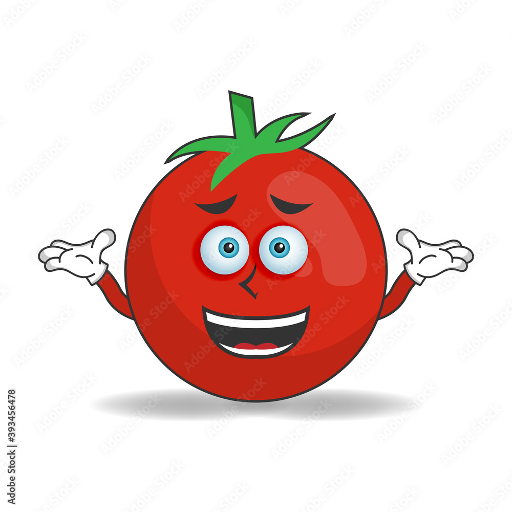 Tomato mascot character with a confused expression. vector illustration