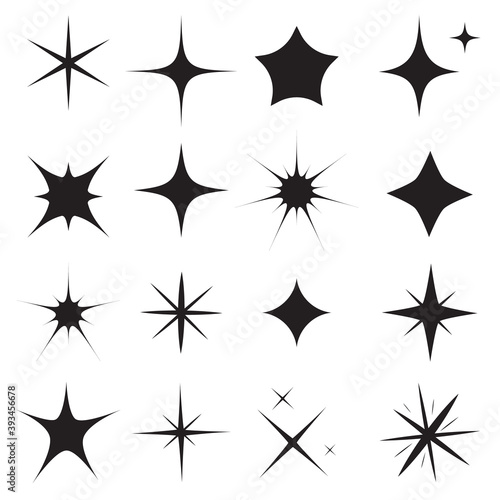 Twinkling star set isolated on white background.