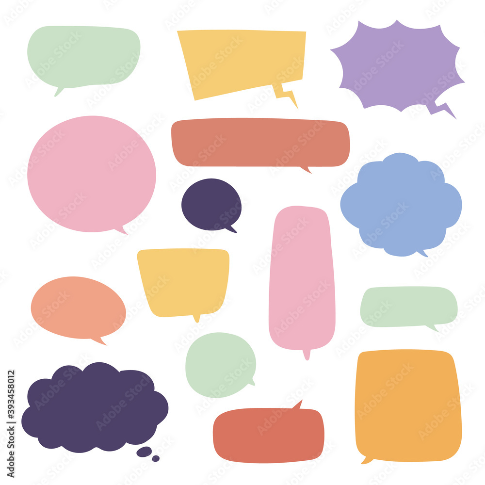 Colorful empty comic bubbles and elements set Colorful empty comic bubbles and elements set