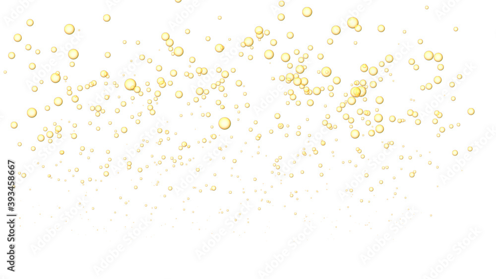 上がっていく黄色の泡(白背景)	