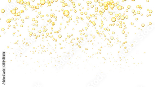 上がっていく黄色の泡(白背景)	