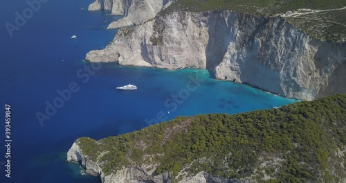 Greek Island coast with boats 