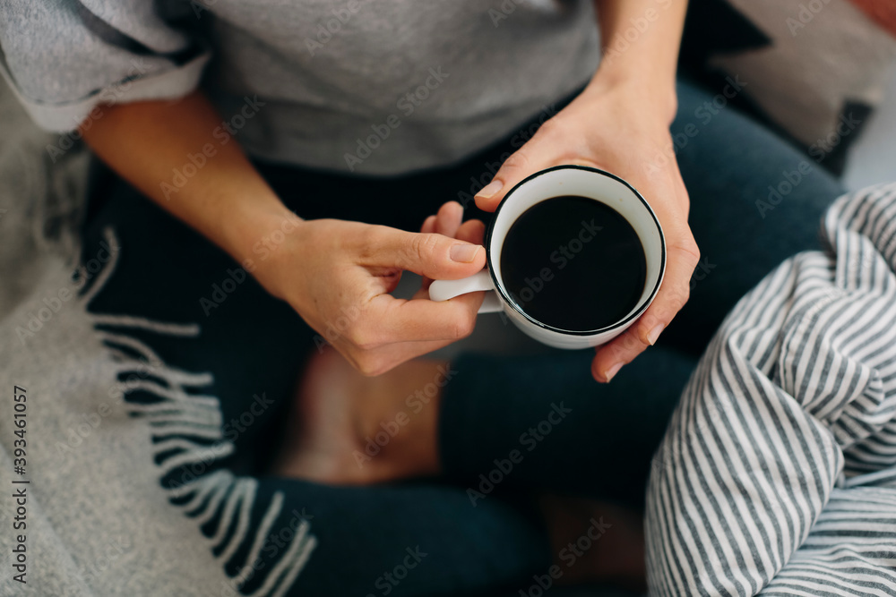 Crop woman drinking strong coffee Crop woman drinking strong coffee