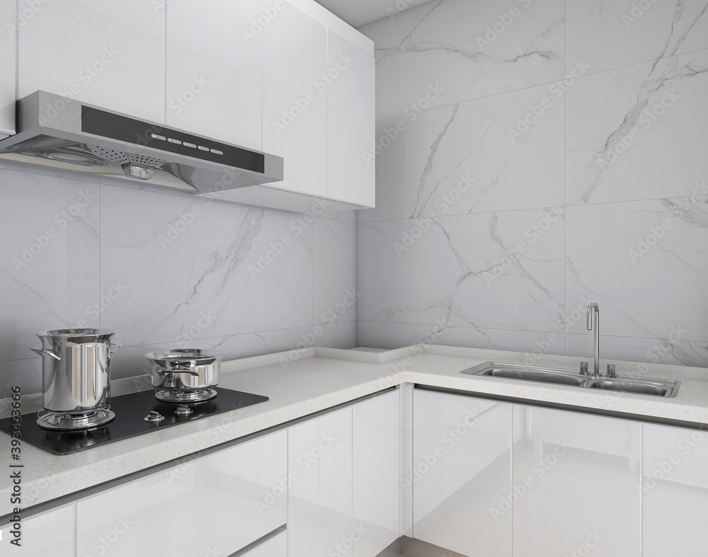 Modern family kitchen design, new cabinets and kitchenware with refrigerators, sunlight from the window. Modern family kitchen design, new cabinets and kitchenware with refrigerators, sunlight from the window.