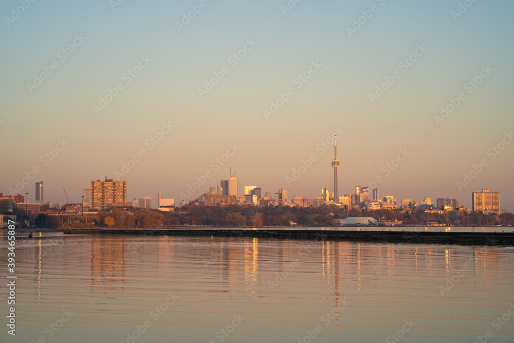 Toronto City Skyline at sunset in Ontario Canada