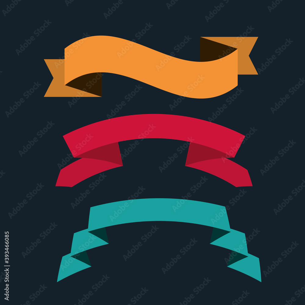 ribbons curved decoration ornament on black background ribbons curved decoration ornament on black background