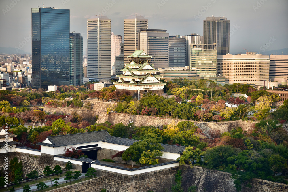 Fototapeta premium 日本の大阪城の紅葉