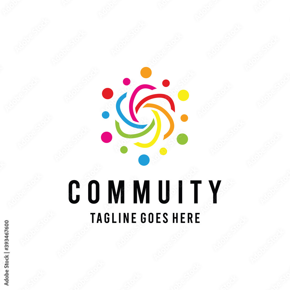 Colorful People Community Logo design Vector
