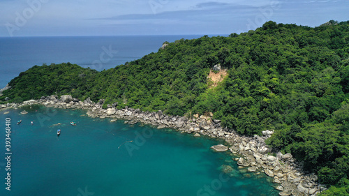 Aerial drone view over Koh Tao diving island in the Gulf of Thailand © Kim
