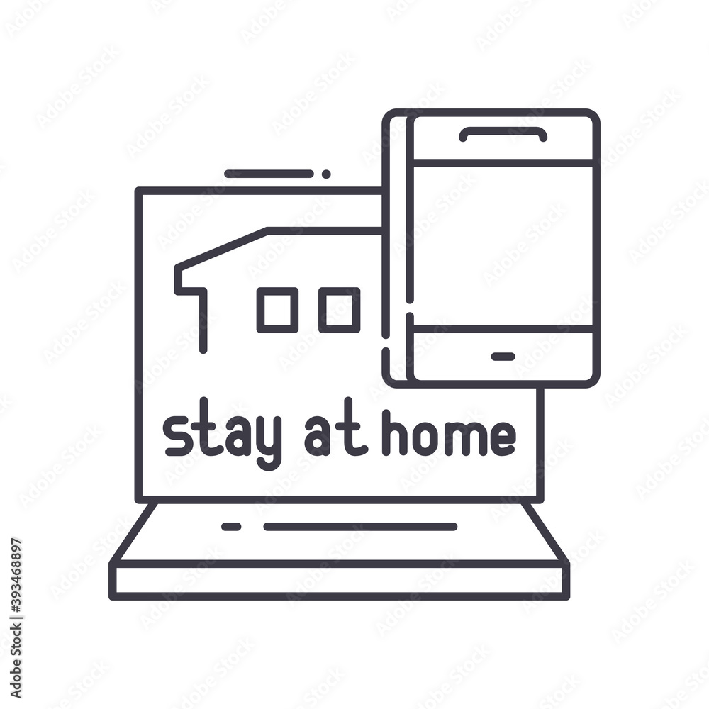 Remote work concept icon, linear isolated illustration, thin line vector, web design sign, outline concept symbol with editable stroke on white background.