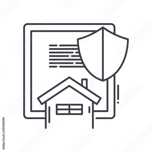 Rental deposit icon, linear isolated illustration, thin line vector, web design sign, outline concept symbol with editable stroke on white background.