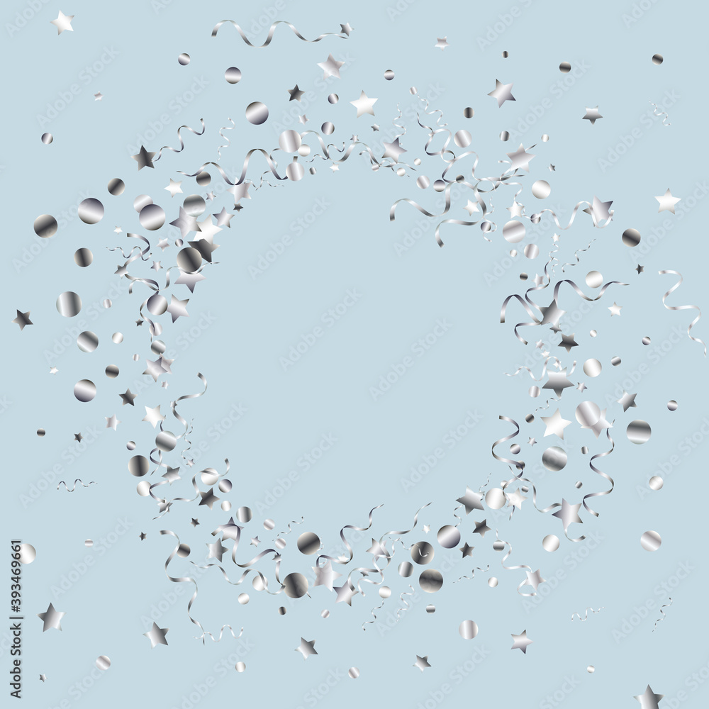 Silver Confetti Party Vector Blue Background. Stock Vector | Adobe Stock