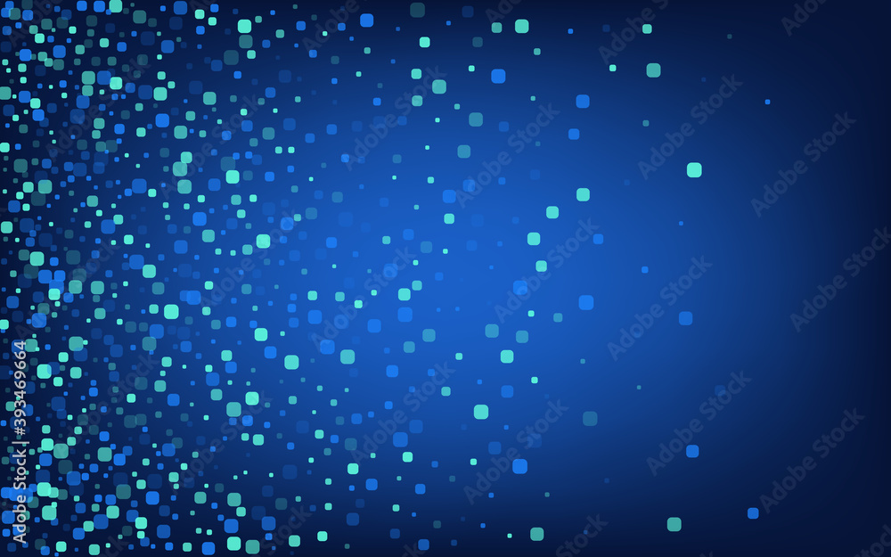 Blue Particle Flying Blue Vector Background. 
