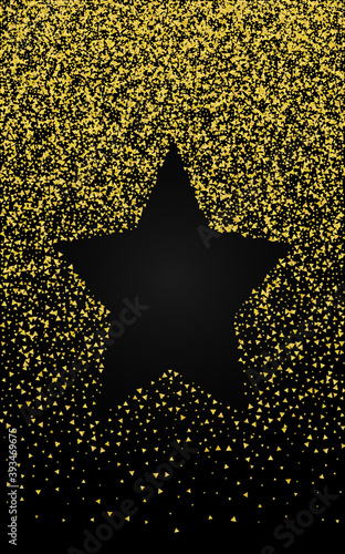Yellow Rain Effect Black Background. Christmas 