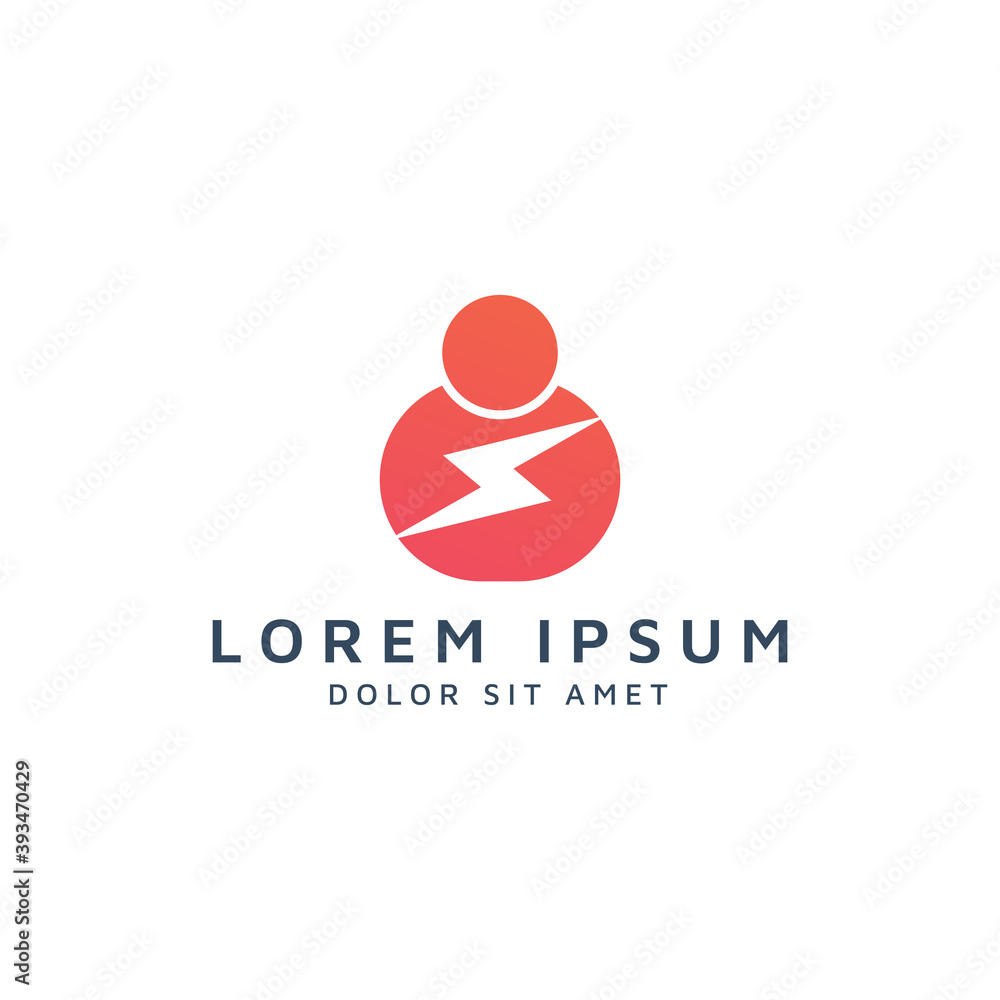 people and lightning negative space logo design people and lightning negative space logo design