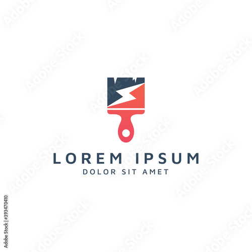 Free Download paint and lightning negative space logo design - GFXLoad