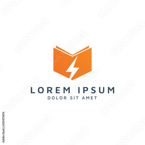 Free Download book and lightning negative space logo design - GFXLoad