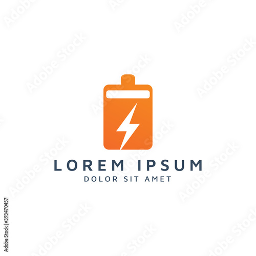 battery and lightning negative space logo design