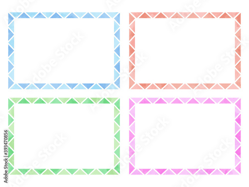 Rectangular frame set. Watercolor textured. Vector illustration.