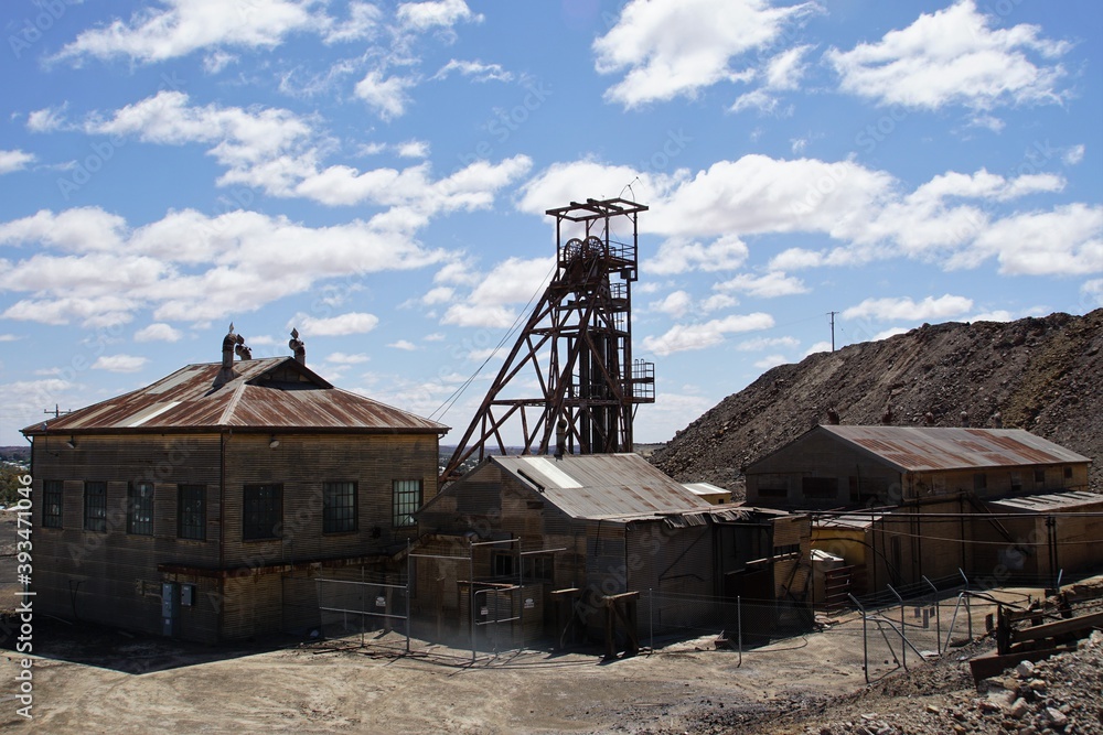 Disused Mine Buildings with Mine Shaft in the Centre Stock Photo ...
