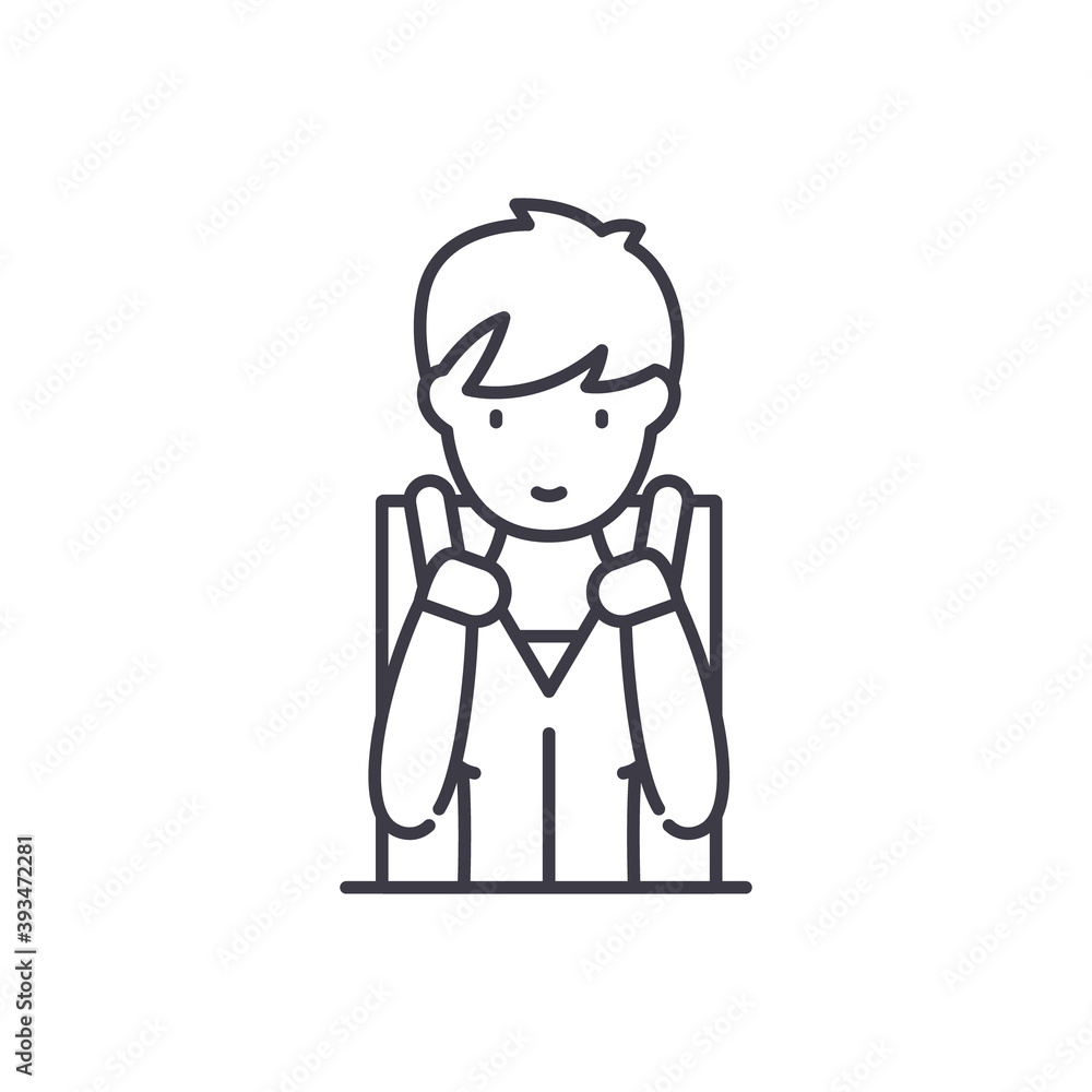 Student icon, linear isolated illustration, thin line vector, web design sign, outline concept symbol with editable stroke on white background. Student icon, linear isolated illustration, thin line vector, web design sign, outline concept symbol with editable stroke on white background.