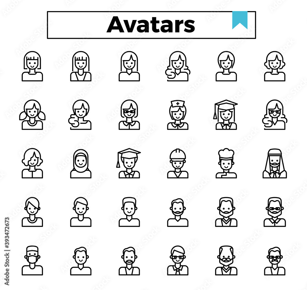 Avatar icon set.