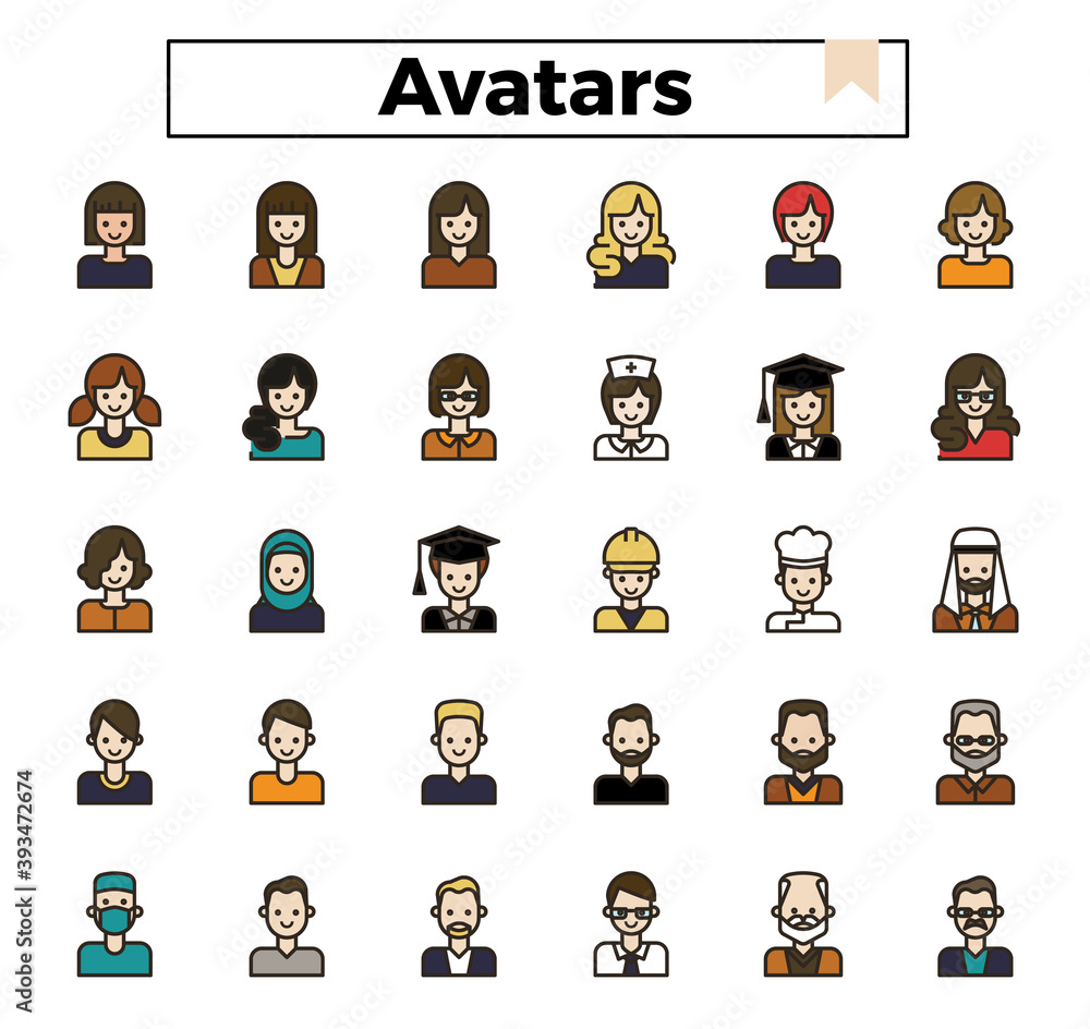 Avatar icon set. Avatar icon set.